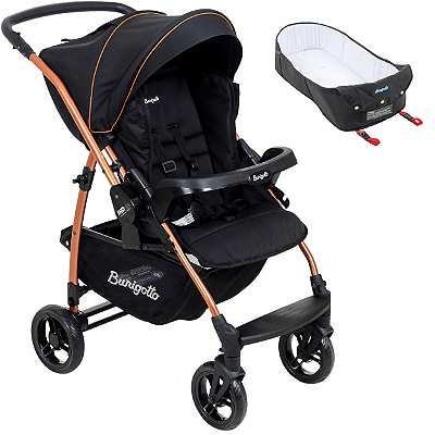 Carrinho de Bebe Burigotto Reversivel Rio K 22 Ninho Preto cobre