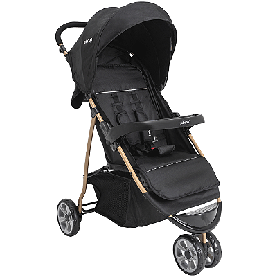 Carrinho de Bebe para Passeio Kiddo Trio Preto Dourado