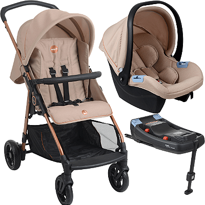 Carrinho com Bebe Conforto Base ISOFIX Burigotto Lui 22 Mon Amour
