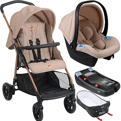 Carrinho com Moises Bebe Conforto Base Burigotto Lui 22 Mon Amour