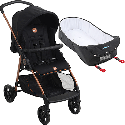 Carrinho de Bebe com Ninho Moises Burigotto Lui 22 Preto Cobre
