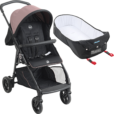 Carrinho de Bebe Passeio com Ninho Moises Burigotto Lui 22 Rose