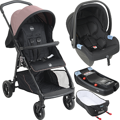 Carrinho de Bebe Moises Bebe Conforto Base Burigotto Lui 22 Rose