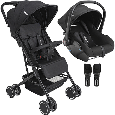 Carrinho de Bebe com Bebe Conforto Colinho Kiddo Mascote Preto
