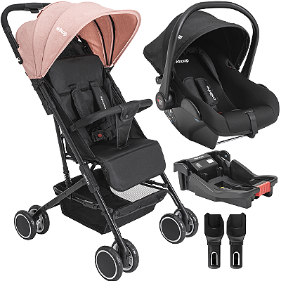 Carrinho de Bebe Bebe Conforto Colinho Base Kiddo Mascote Rosa