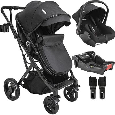 Carrinho de Bebe Kiddo Vox II com Bebe Conforto Colinho Base Preto