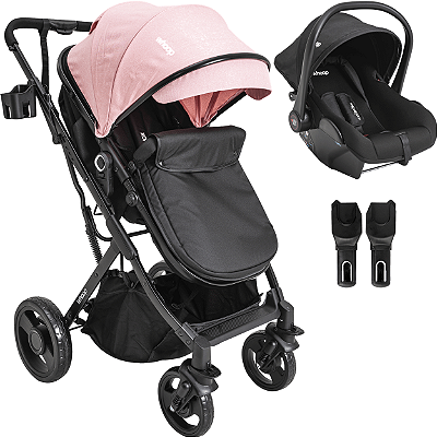 Carrinho de Bebe Kiddo Vox II Bebe Conforto Colinho Rosa