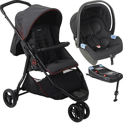 Carrinho com Bebe Conforto Base ISOFIX Burigotto CR3 22 Gray Red