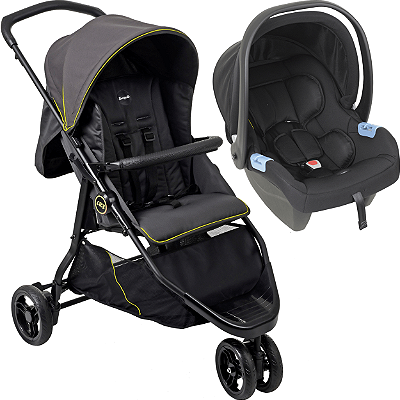 Carrinho de Bebe com Bebe Conforto Burigotto CR3 22 Gray Neon