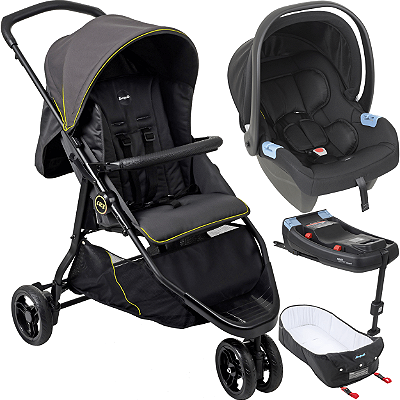 Carrinho Moises Bebe Conforto Base ISOFIX Burigotto CR3 22 Neon