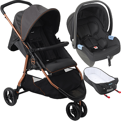 Carrinho de Bebe Moises Bebe Conforto Burigotto CR3 22 Gray Cobre