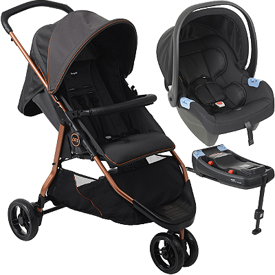 Carrinho com Bebe Conforto Base ISOFIX Burigotto CR3 22 Gray Cobre
