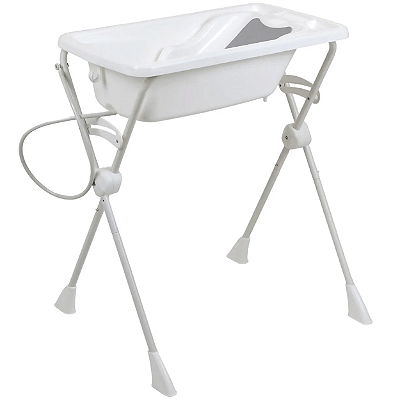 Banheira para Bebe Com Suporte E Redutor Kit Banho Branca