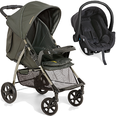 Carrinho com Bebe Conforto Cocoon Preto Galzerano San Remo G22 Oliva