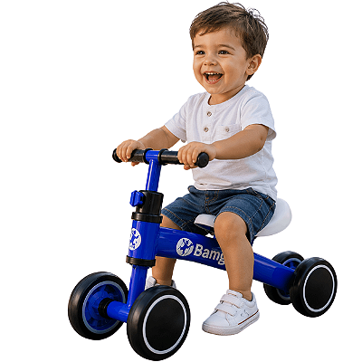 Bicicleta de Equilibrio 4 Rodas Sem Pedal Bang Toys Balance Azul