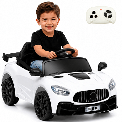 Carro Eletico Infantil Bang Toys Mini Flash Branco 6V Controle