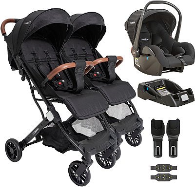 Carrinho para Gemeos com Bebe Conforto Base Kiddo Sprint III Preto