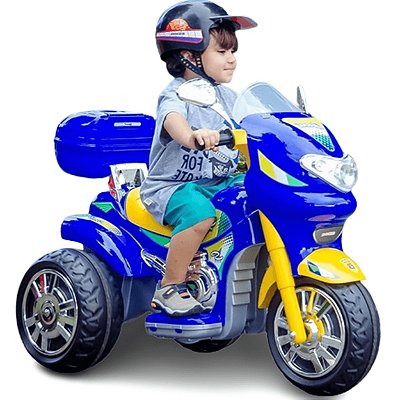 Moto Eletrica Infantil Sprint Turbo Biemme Azul 12V Capacete