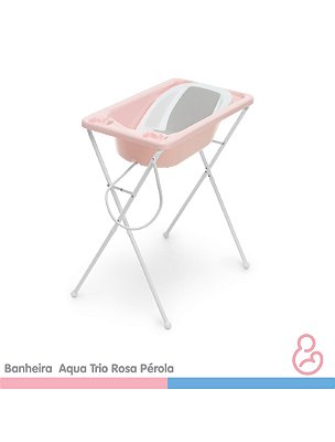 Banheira Bebê Plástica Acqua Trio - Rosa Perola - Galzerano