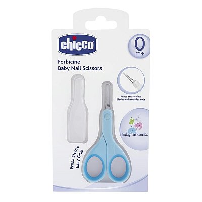 Tesourinha Para Unhas Infantil Com Pontas Curvadas Ergonômica e Protetor Azul - Chicco