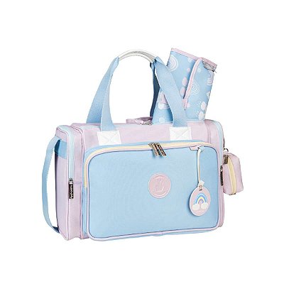 Bolsa Térmica com Trocador e Porta Chupeta Anne Colors Azul e Rosa - Masterbag Baby