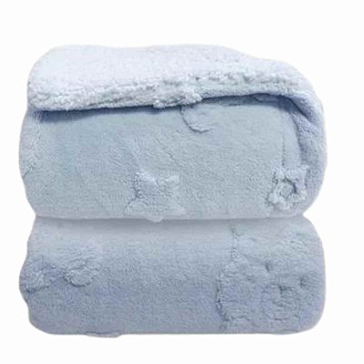 Cobertor Com Sherpam Relevo Urso - Azul Bebê - Laço Bebê