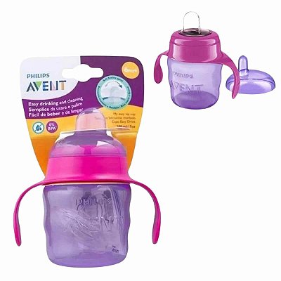 Copo de Transição Com Bico em Silicone Roxo e Rosa 200ml +6m - Philips Avent