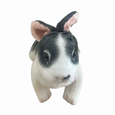 Coelhinho de Páscoa Realista Orelhas Compridas Branco e Cinza 25cm