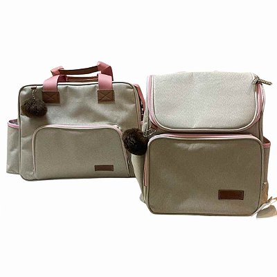 Kit 2 Bolsas Maternidade Tóquio Rosa Impermeável e Térmica Com Trocador  - Mappyng