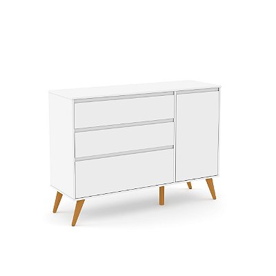 Cômoda Retrô Clean Eco Wood C/ Porta - Branco Soft - Matic