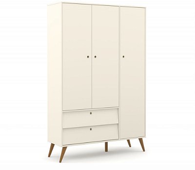 Guarda Roupa 3 Portas Gold - Off White/Eco Wood - Matic