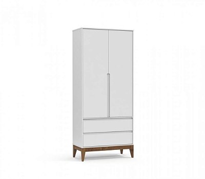 Guarda Roupa 2 Portas Nature Clean - Branco Soft/Eco Wood - Matic