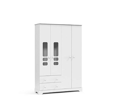 Guarda Roupa Smart 4 Portas - Branco Brilho - Matic