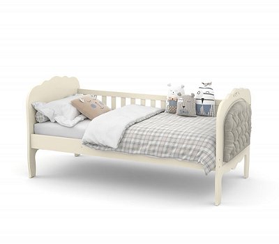 Cama Babá Provence com Capitonê - Off White - Matic