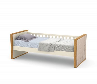 Cama Babá Tutto New com Capitonê - Off White/Freijó - Matic