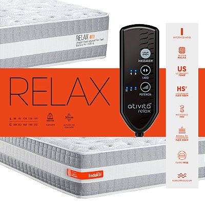 COLCHÃO QUEEN SIZE INDUCOL RELAX COM MASSAGEADOR 158x198x30cm