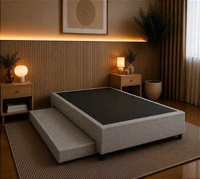 BASE BOX CASAL ARVORAR COM CAMA AUXILIAR 138x188x42cm