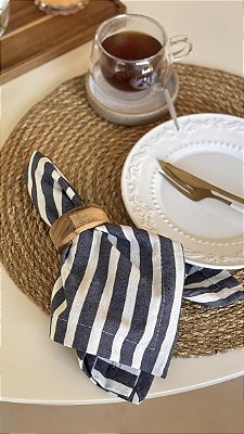 Conj. Guardanapo Eco Listras Marinho 2 pçs