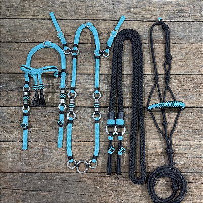 Traia de Frente - Preto / Azul Turquesa