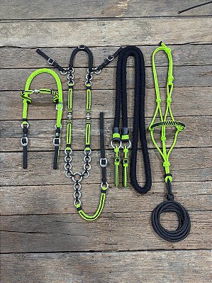 Traia de Frente - Preto / Verde limão