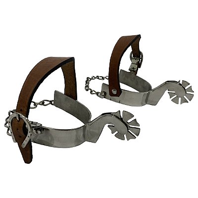 Kit Par de Espora Modelo TF21 Aço inox E Correias de Couro