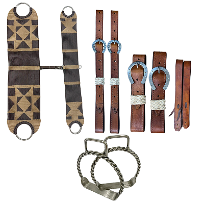 Kit arriamento completo (Látego, contra látego, loro, Estribo torcido e Barrigueira de corda Larga)