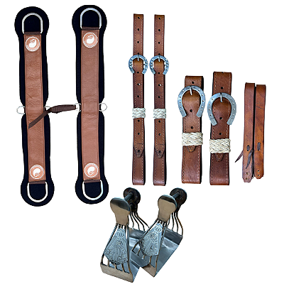 Kit arriamento completo (Látego, contra látego, loro, Estribo Inox N. Senhora e Barrigueira Airflex)