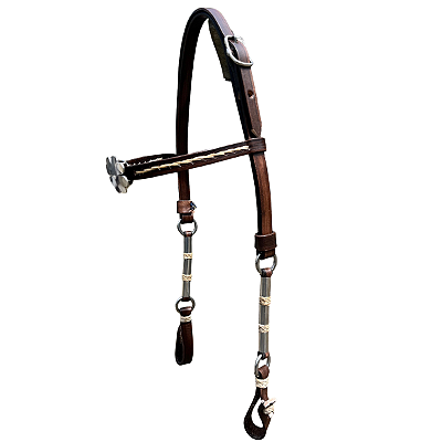 Cabeçada de Couro Legítimo Com Bombinhas e Central