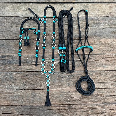 Traia de Frente - Preto / Azul Turquesa