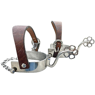 Kit Par De Esporas Inox Roseta De Coração Correias De Couro