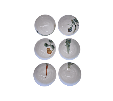 Conjunto De 6 Tigelas Estampa Vegetais Sortidos Noritake 14cm