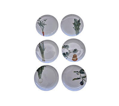 Conjunto De 6 Pratos Para Sobremesa Estampa Vegetais Sortidos Noritake 24cm