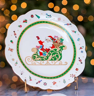Conjunto de 6 Pratos Rasos Winter em Cerâmica 26cm - Memórias de Natal