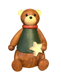 Urso Decorativo com Estrela em Resina 13cm